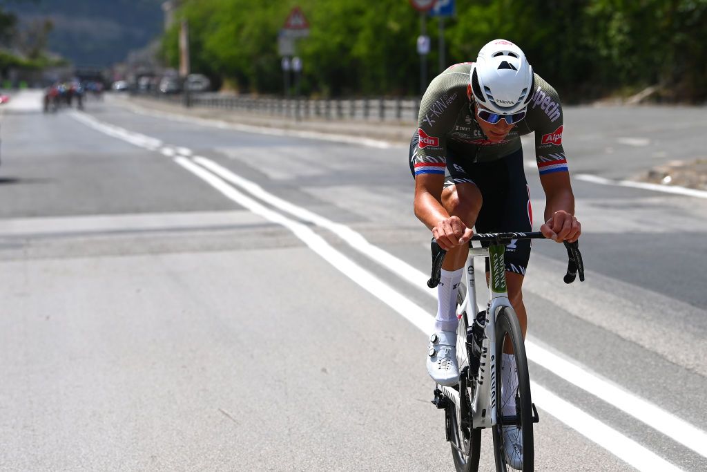 Mathieu van der Poel on the attack on stage 8 of the Giro d&#039;Italia