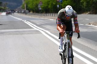 Mathieu van der Poel on the attack on stage 8 of the Giro d'Italia