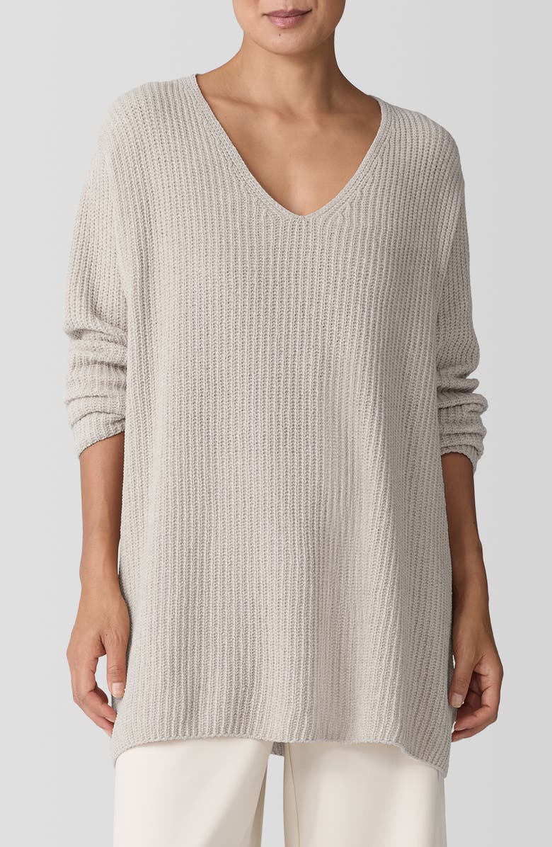 V-Neck Organic Cotton Chenille Sweater