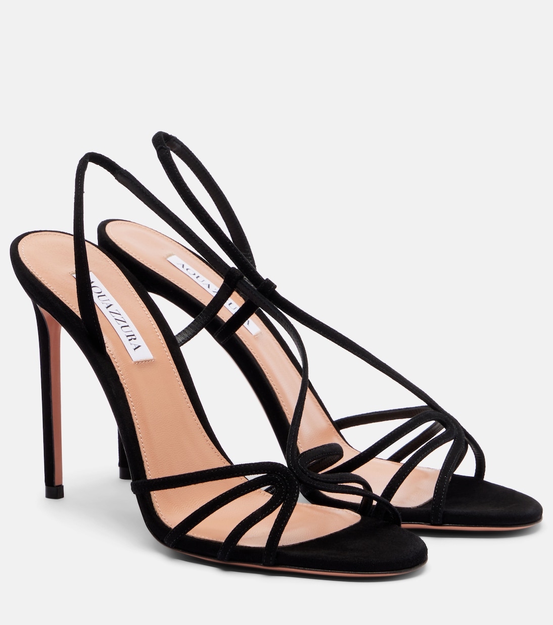 Talk to Me 105 Suede Slingback Sandals in Black - Aquazzura