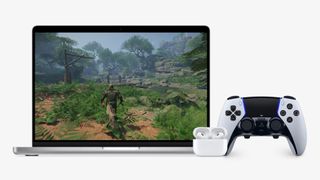 Apple MacBook Pro, AirPods Pro, and PS5 controller