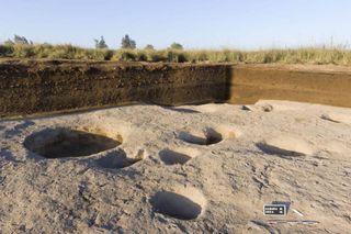 This newly discovered village, discovered on the Nile Delta, dates back almost 7,000 years. The remains of storage silos and the foundations of buildings can be seen in this photo.