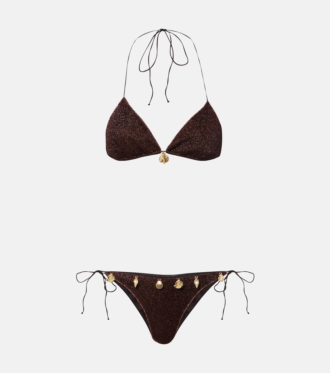 Lumi&amp;egrave;re Embellished Bikini in Brown - Oseree