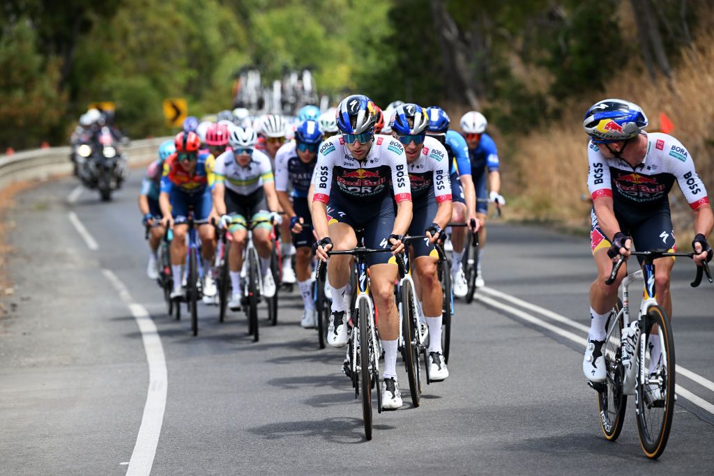 TORQUAY AUSTRALIA JANUARY 30 Finn FisherBlack of New Zealand and Red Bull BORA hansgrohe competes during the 2nd Surf Coast Classic 2025 Mens Elite a 157km one day race from Lorne to Torquay on January 30 2025 in Torquay Australia Photo by Dario BelingheriGetty Images