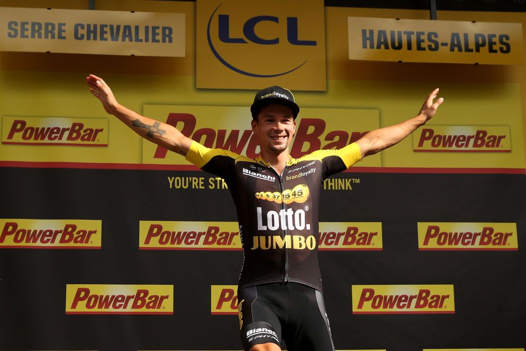 Primoz Roglic after his stage 17 victory at the Tour de France