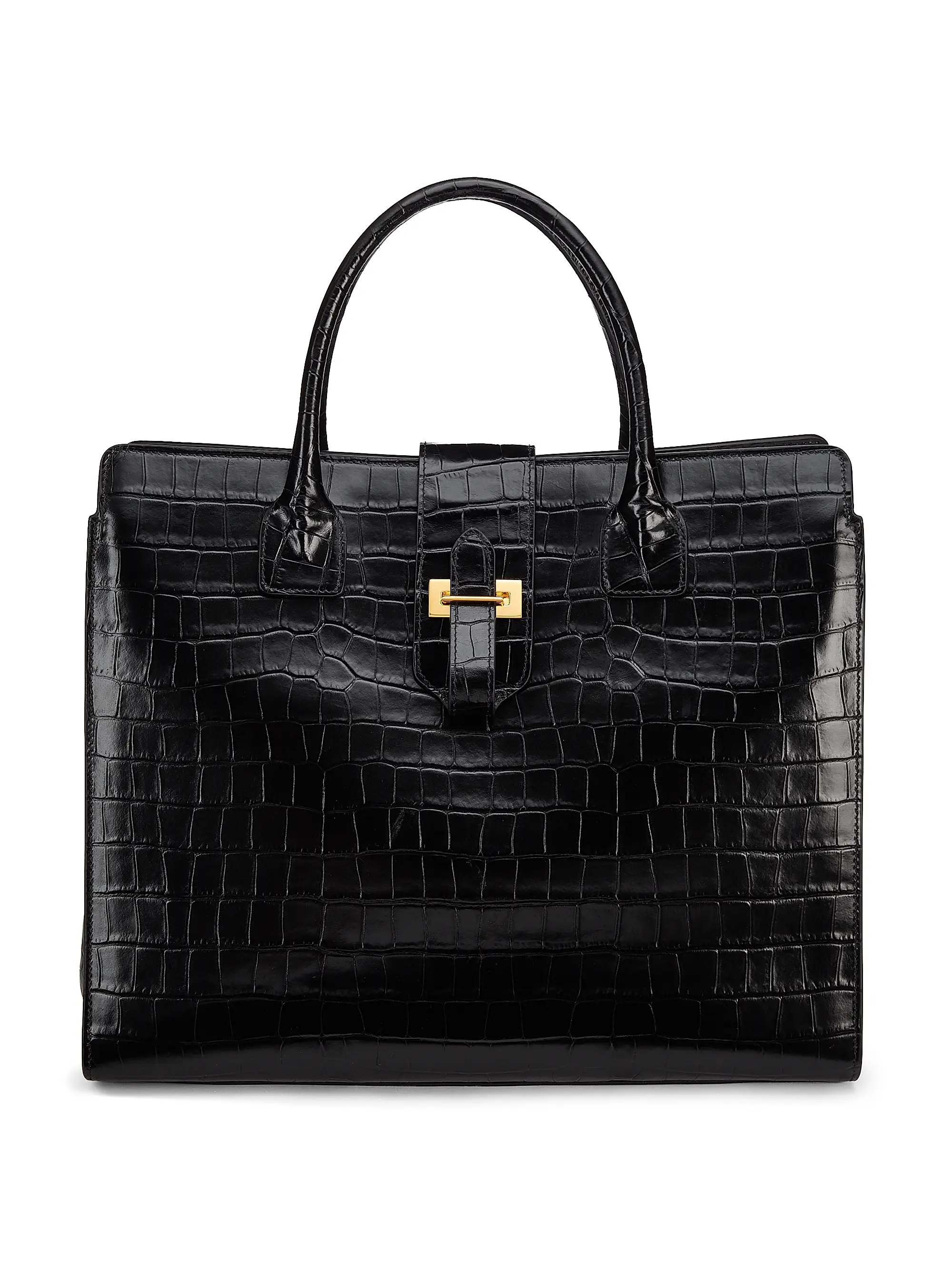 Lou Croc-Embossed Leather Top Handle Bag