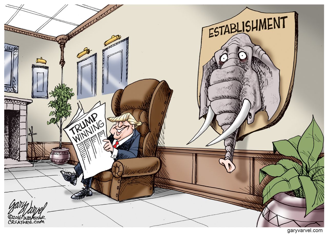 Political Cartoon U.S. Trump 2016