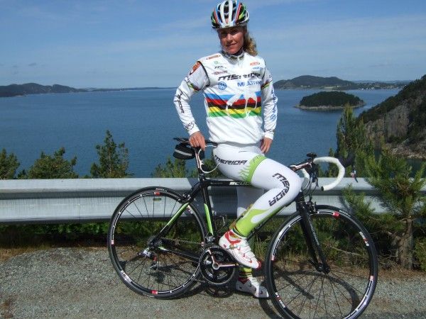 Gunn-Rita Dahle Flesjaa does some training on the road