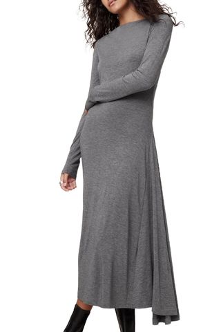 Wool-Blend Asymmetric Midi Dress