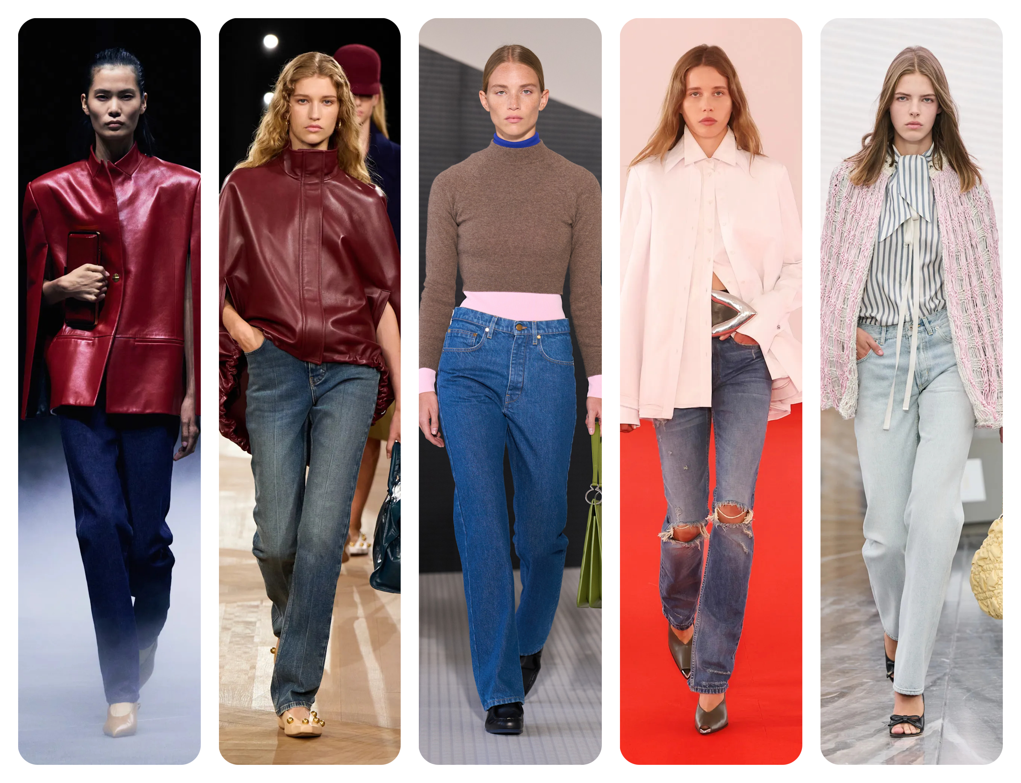 spring 2026 denim trends, cigarette jeans at Khaite, Balenciaga, Jil Sander, Brandon Maxwell, and Dior