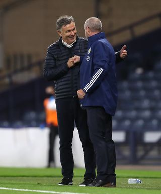 Willibald Ruttensteiner, left, and Scotland boss Steve Clarke