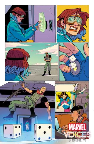 Marvel's Voices: Pride # 1 interior art by Ro Stein and Ted Brandt, with colors by Tamra Bonvillain