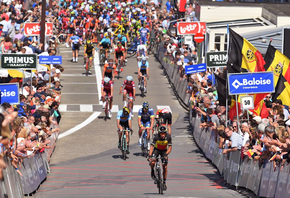 Phlippe Gilbert at the end of stage 1 at the Belgium Tour