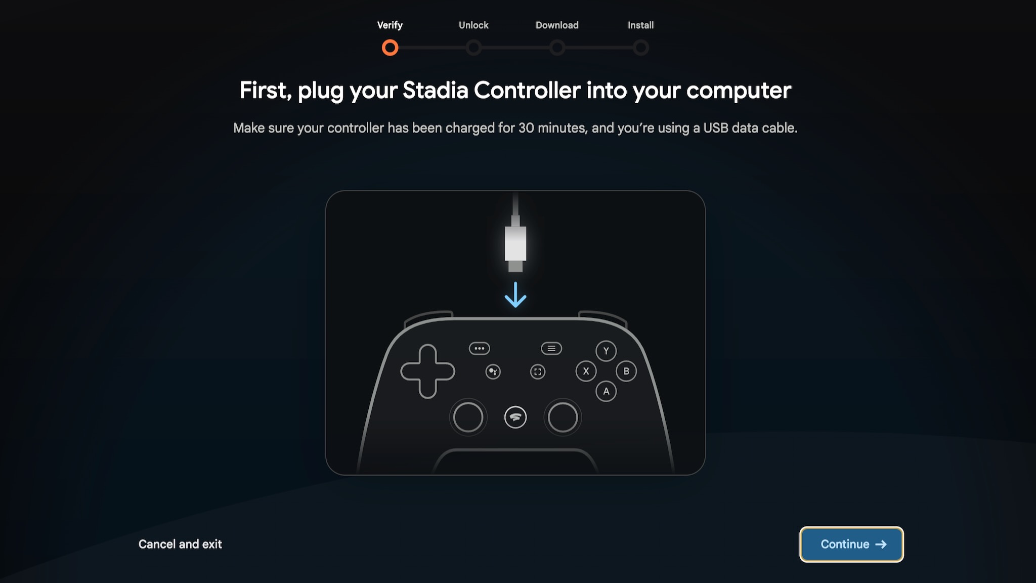 A ferramenta do navegador de firmware Stadia Controller: 