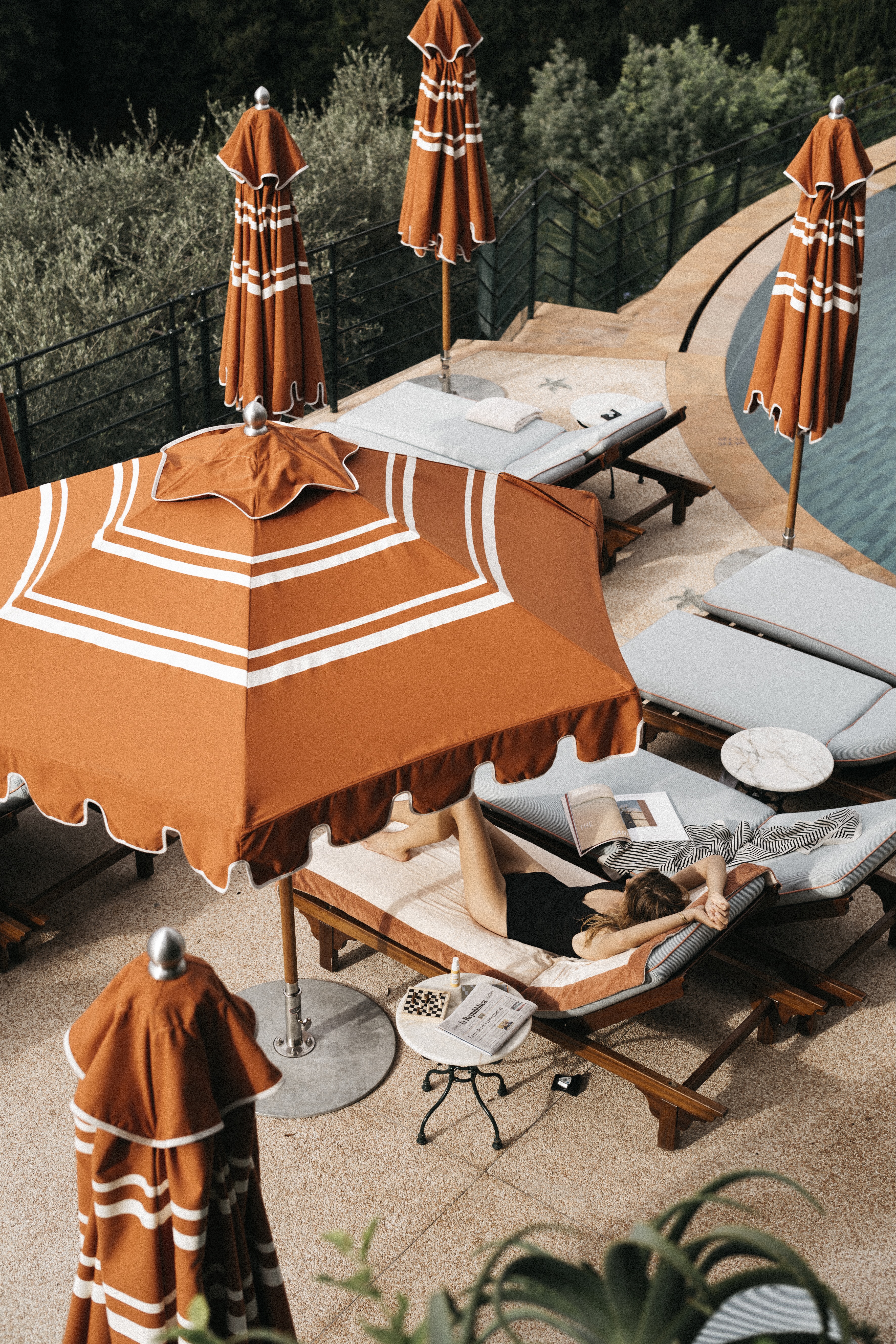 Interior and exterior shots of the Splendido hotel in Portofino, Italy
