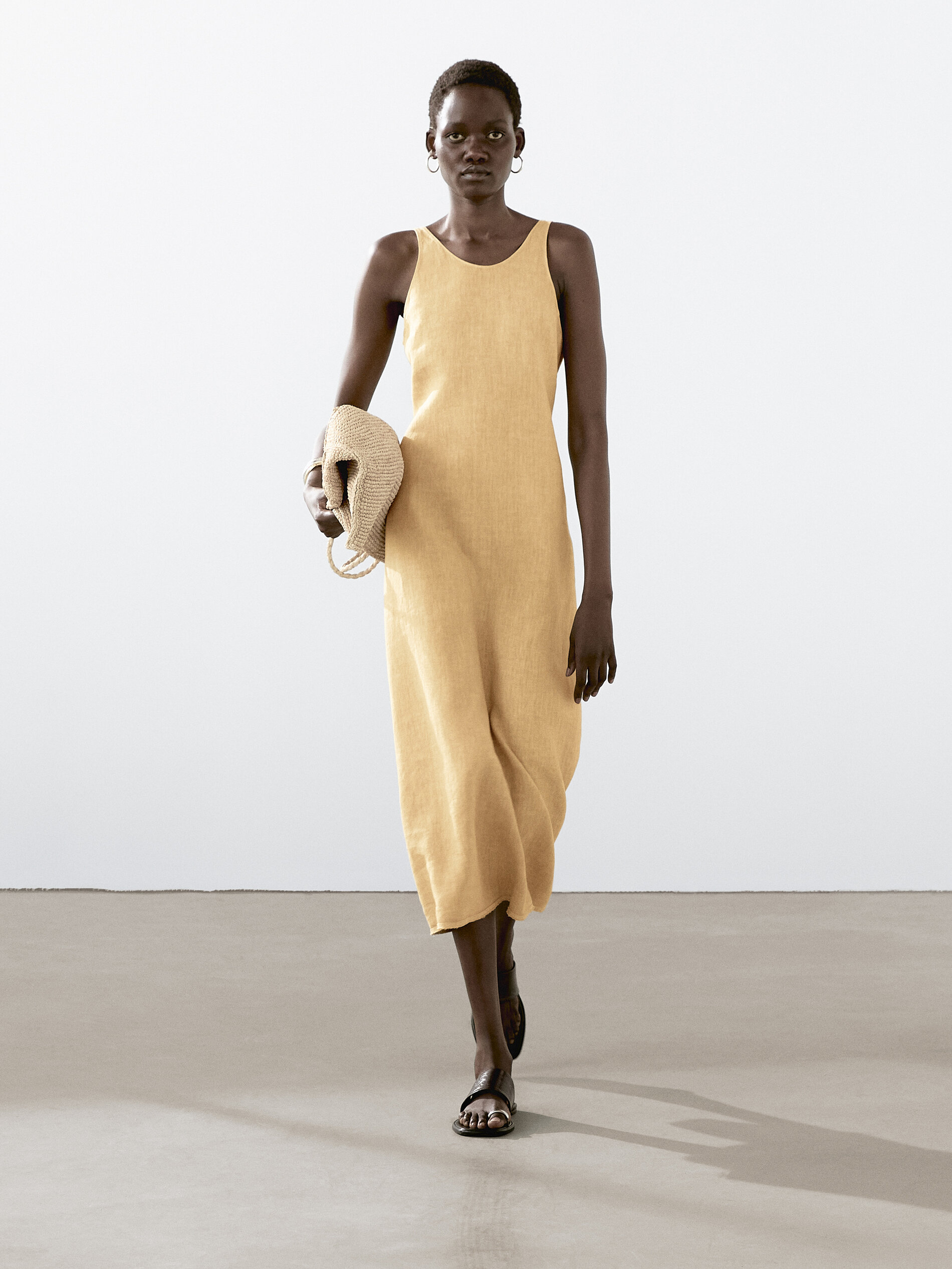 Long 100% Linen Halter Dress