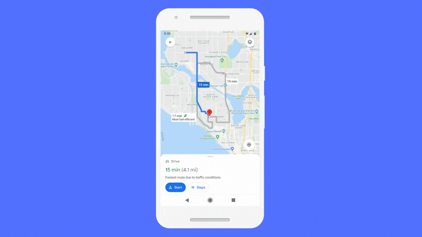  Пользователь выбирает наиболее экономичный маршрут на Google Maps