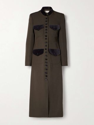 Imperial Velvet-Trimmed Wool-Blend Coat