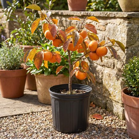 2 Sweet Persimmon Tree Seedlings, 1-1.5 Feet Tall, Hardy Persimmon Fruit Bearing Trees, Outdoor Garden Planting