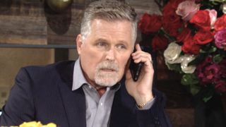 Robert Newman as Ashland Locke on the phone in The Young and the Restless