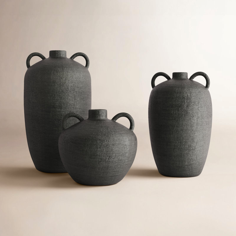 Birch Lane&amp;trade; 3 Piece Iyanna Black Ceramic Table Vase Set &amp;amp; Reviews | Wayfair