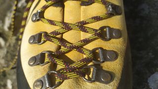 D-rings on a hiking boot