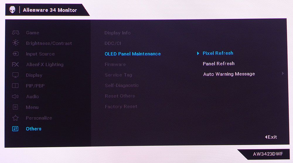 OSD - Alienware AW3423DWF