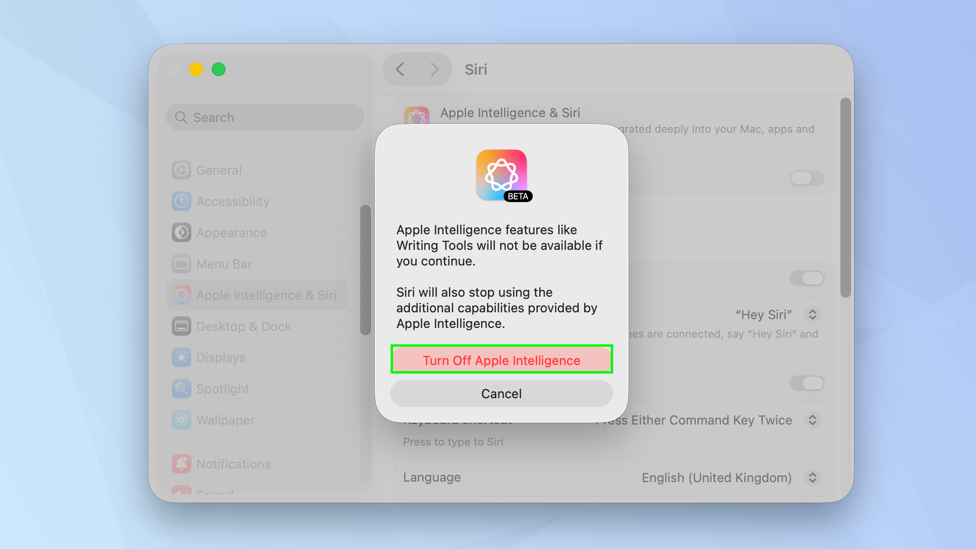 How to turn off Apple Intelligence on Mac