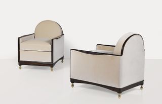 Two of a set of four art deco armchairs