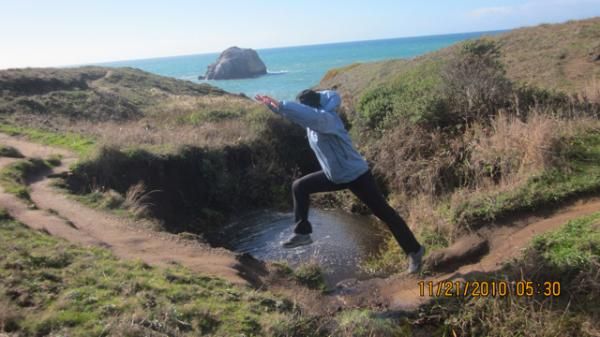Mary McConneloug leaping in Sonoma, California