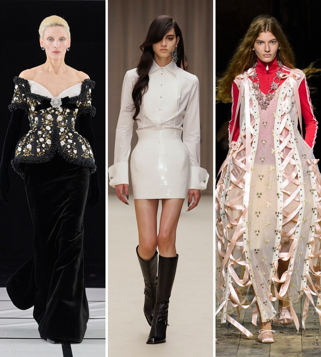 models wearing curvaceous clothes at richard quinn, mcqueen and simone rocha aw26