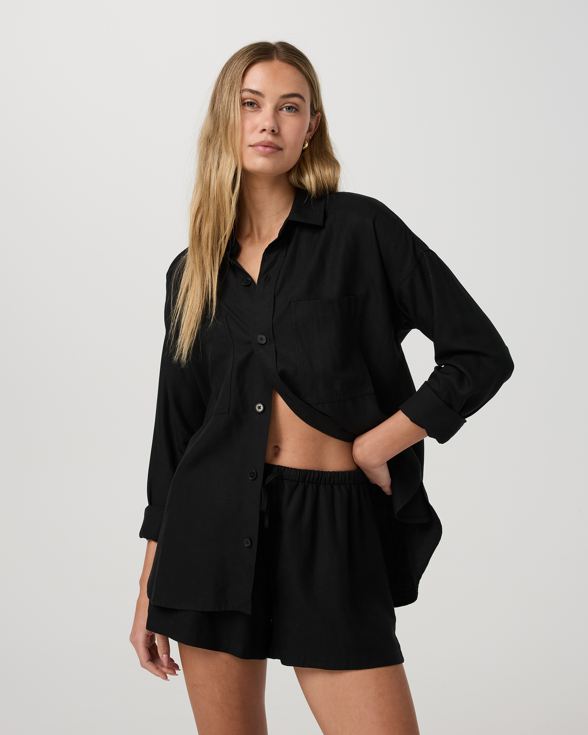 Trestles Twill Button Up - Black - Xxs
