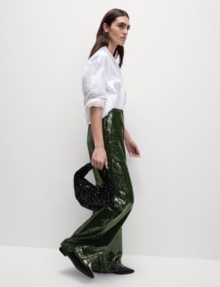 Sequin Wide Leg Trousers