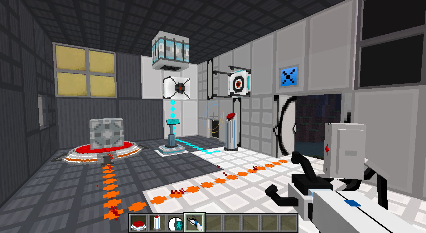 Minecraft mods - Portal - A portal gun inside Minecraft with a Portal style puzzle room