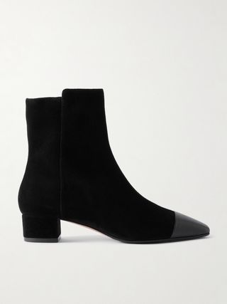 French Flirt Leather-Trimmed Suede Ankle Boots