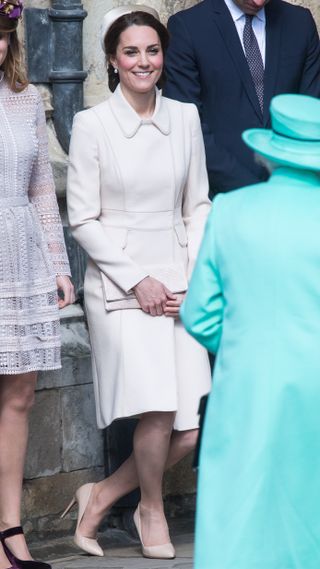 Catherine, Princess of Wales curtsies to Queen Elizabeth II in 2017