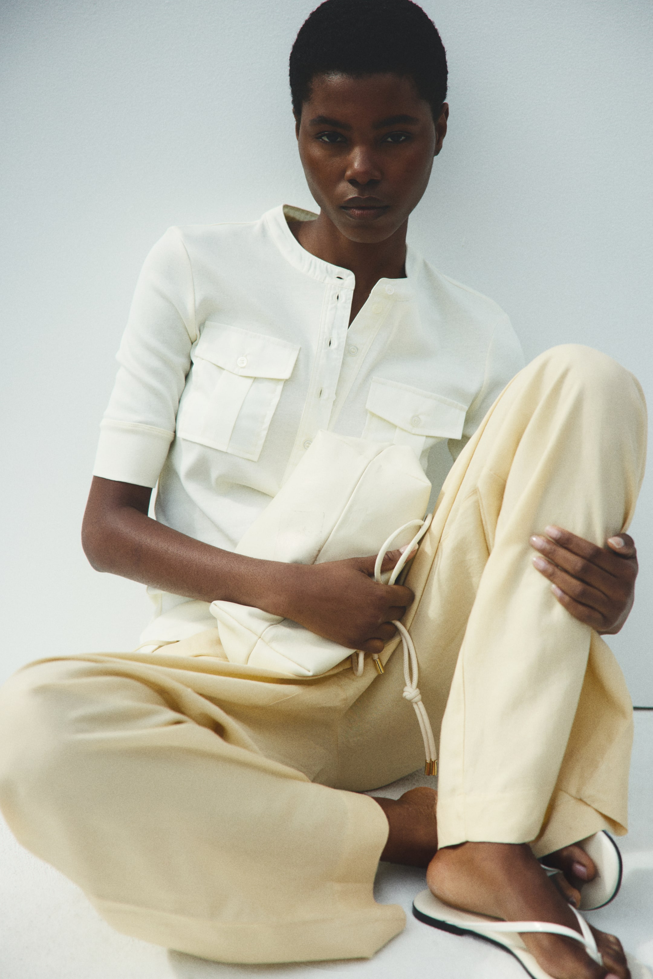 Linen-Blend Drawstring Trousers