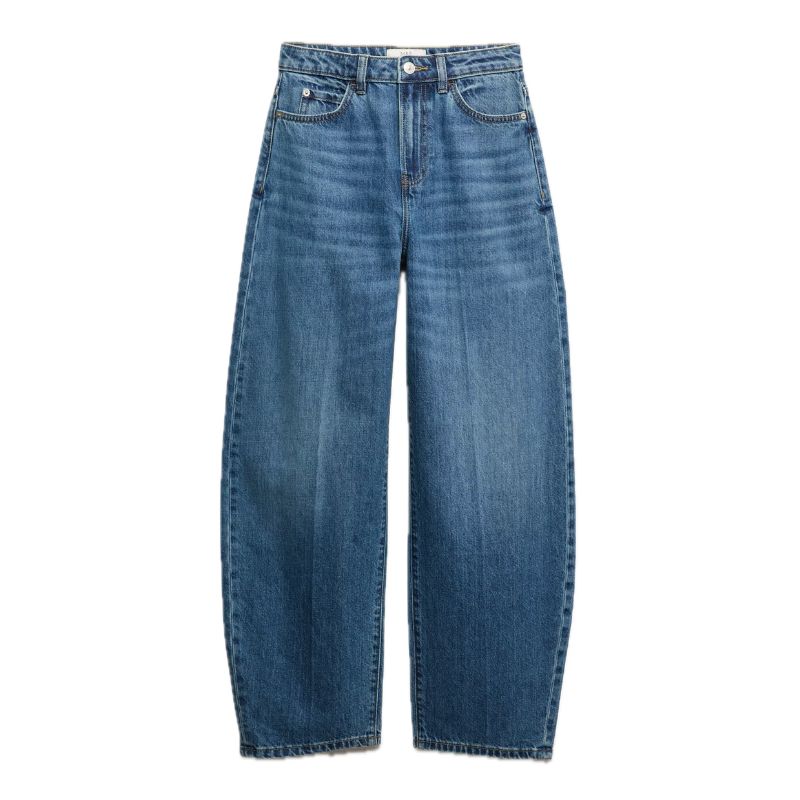 M&amp;amp;S, High Waisted Crease Front Barrel Jeans