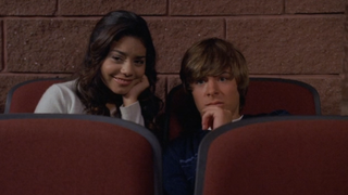 Troy and Gabriella in back of theater in High School Musical