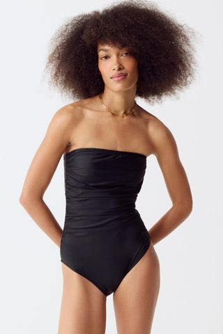 Ruched bandeau one-piece swimsuit