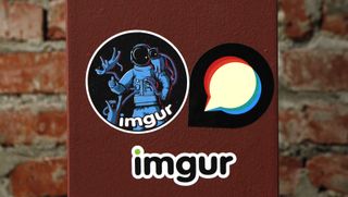 Stickers displayed on a beam at the Imgur office in San Francisco, Calif., on Monday, December 16, 2013. 