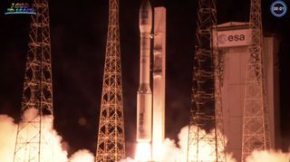 An Arianespace Vega rocket lifts off from the Guiana Space Center in French Guiana, on Aug. 16, 2021.