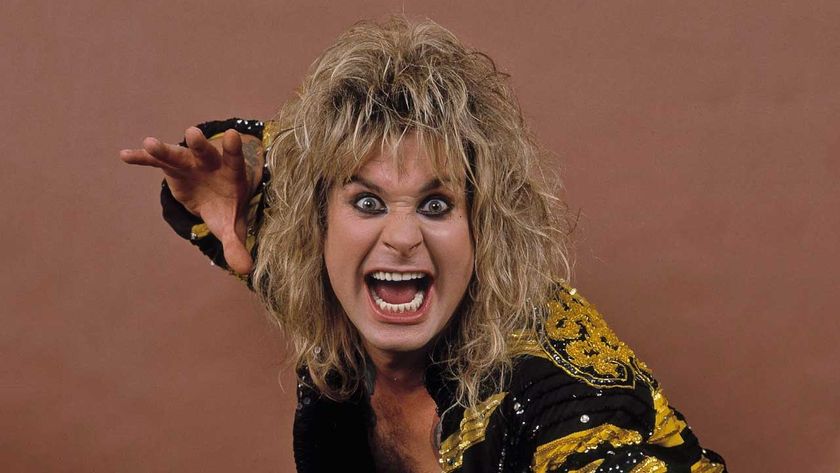 Ozzy Osbourne clowning for the camera, 1986