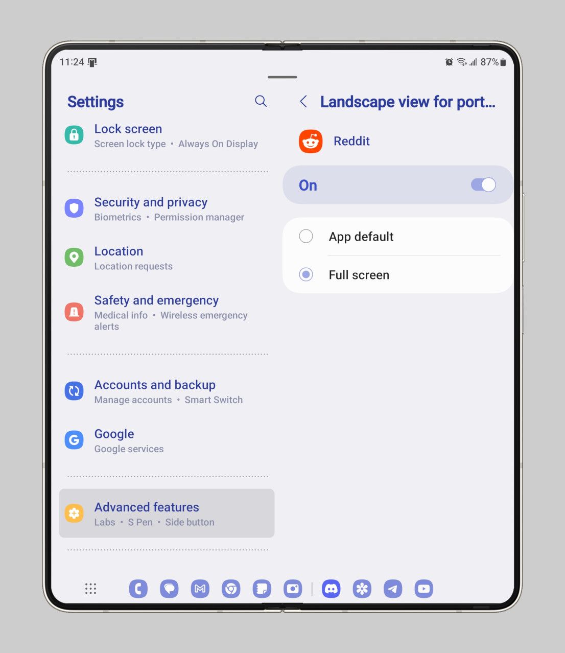 Landscape view for portrait app on reddit