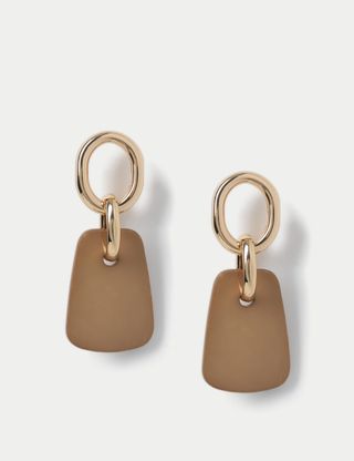 Nude Powder Coat Square Drop Earring