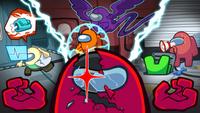 Art for the new Among Us role system, showing a crewmate's exploded head.