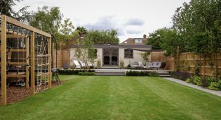 family garden ideas: lawn with play area harrington porter