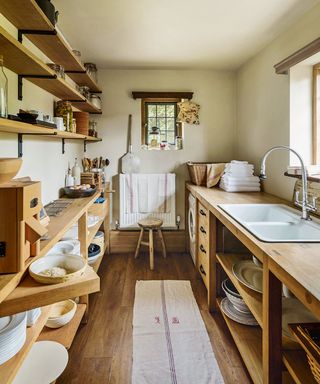 wooden styled utility room