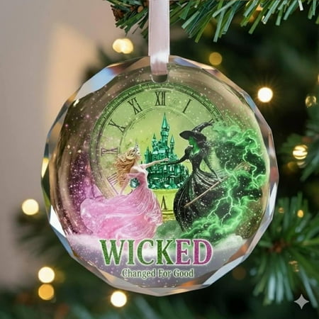 Wicked Change for Good Glass Ornament 2025, Elphaba and Glinda Christmas Ornament, Wicked the Musical Gift, Emerald City Fantasy Ornament