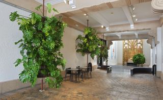 The exhibtion also features a special commission in the Wolfsonian’s lobby by the Columbian-German landscape architect team Mauricio del Valle and Veronika Schunk,which uses live specimens of different philodendron species